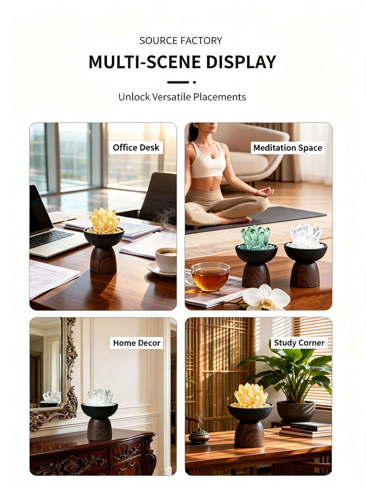 Natural Crystal Cluster Aroma Diffuser Decor, Crystal Pot Desk Ornament for Wellbeing, Prosperity, Protection, Spirituality & Career, Bracelet Charging & Cleansing Stone Home Decor