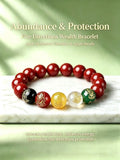 Natural Cinnabar Agate Five Directions Wealth Bracelet | Abundance Protection Energy Beaded Bracelet For Men Women