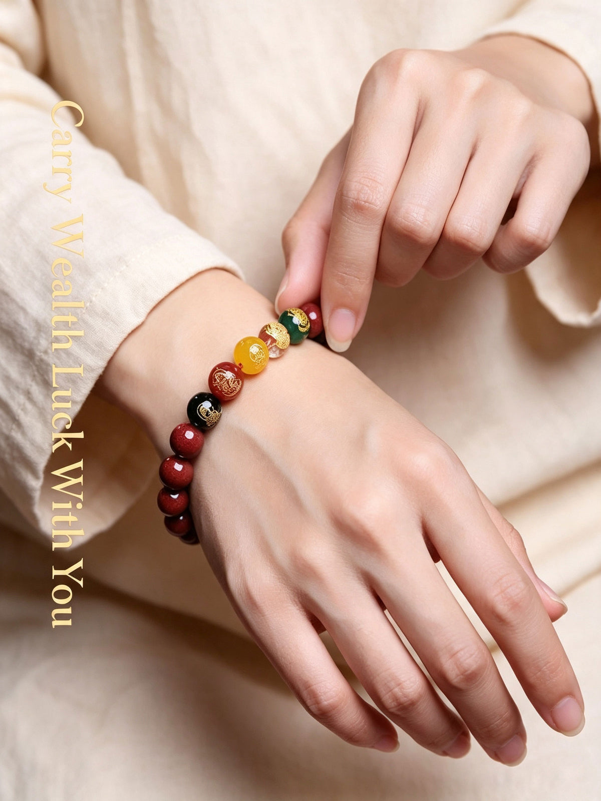 Natural Cinnabar Agate Five Directions Wealth Bracelet | Abundance Protection Energy Beaded Bracelet For Men Women