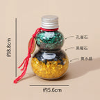Natural tricolor crushed stone crystal gourd bottle ornament, peacock stone obsidian, purified and dewatered toilet in yellow crystal