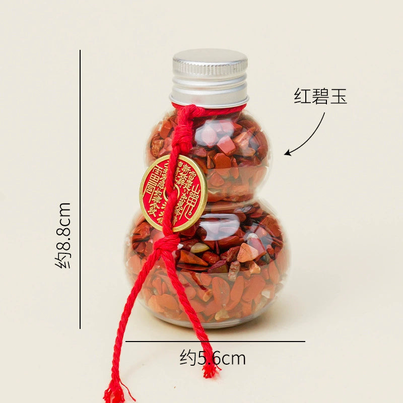Natural tricolor crushed stone crystal gourd bottle ornament, peacock stone obsidian, purified and dewatered toilet in yellow crystal