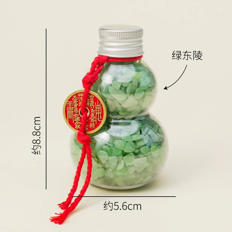 Natural tricolor crushed stone crystal gourd bottle ornament, peacock stone obsidian, purified and dewatered toilet in yellow crystal