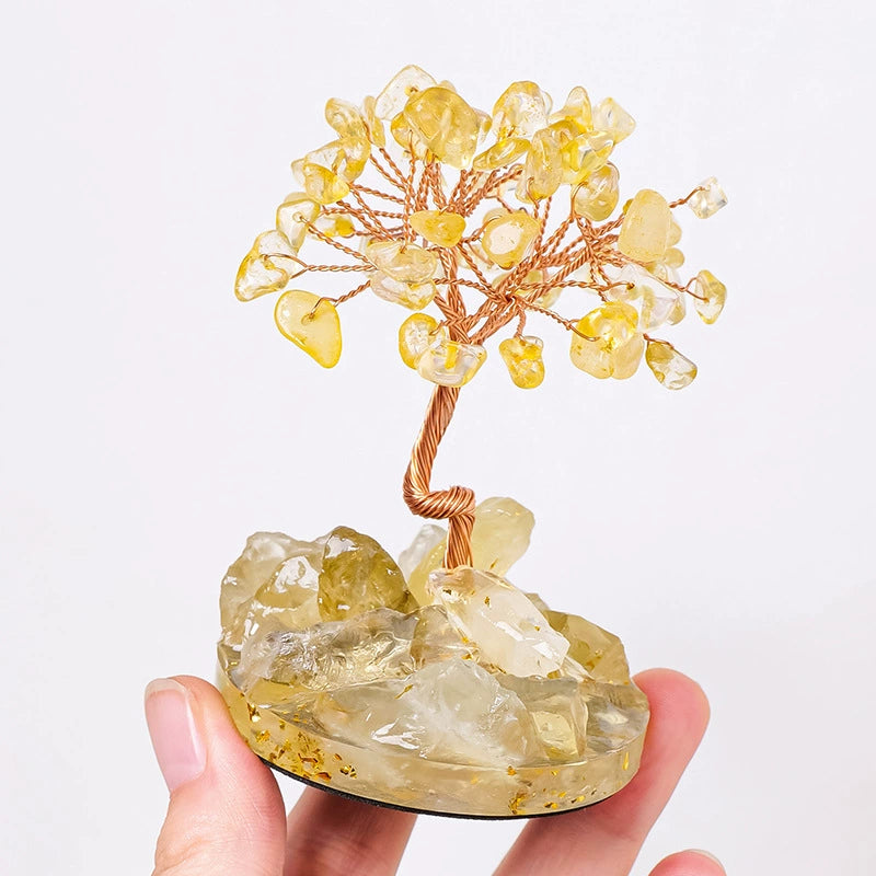 Crystal raw stone wealth tree